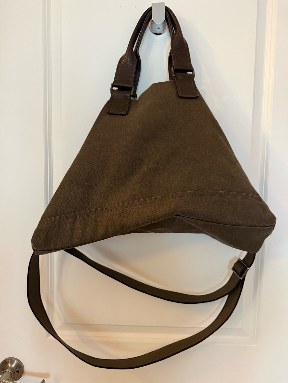 Lacoste… Brown Canvas Crossbody Tote Bag